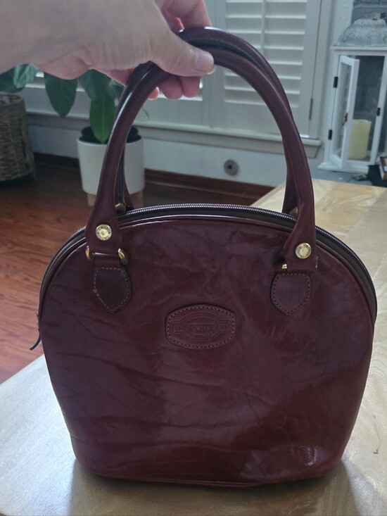 Oroton Handbags - Vintage Oroton Australia Burgundy/Brown Leather Dome Satchel Handbag